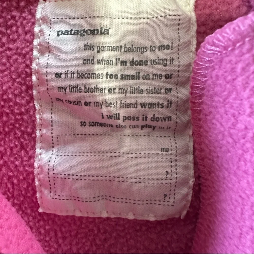 Patagonia Kids Pink Fleece Zip Hooded Jacket size 3T - Picture 8 of 9